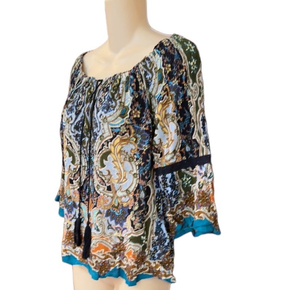 Soft Surroundings Chloe Paisley Tunic Top Tassel Tie - Picture 4 of 7